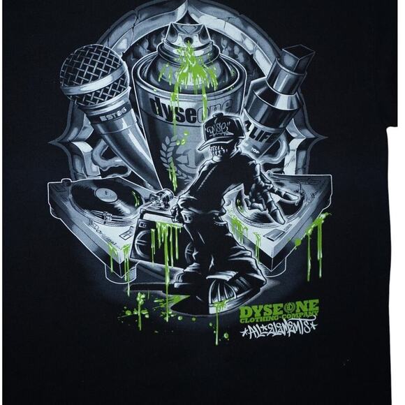 Dyse One All Elements DJ Graphic Tee – Size L – Graffiti Hip-Hop Streetwear - Picture 2 of 5